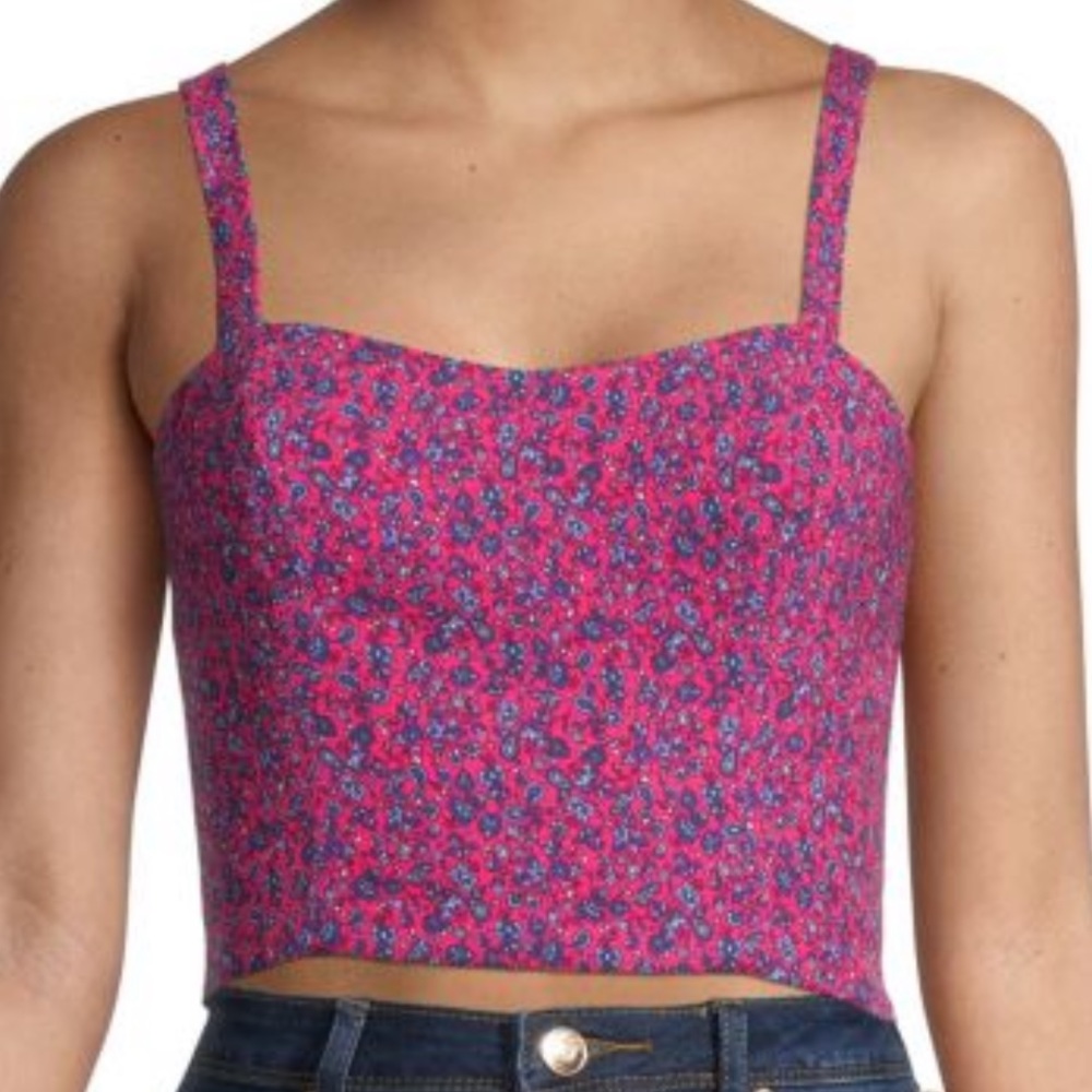 NWOT French Connection Crop Sweetheart Top w/ adjustable Straps & Smocked back
